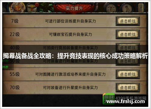 揭幕战备战全攻略：提升竞技表现的核心成功策略解析
